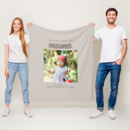 Modern Beige Mamma Kids Photo Mors dag Fleecefilt