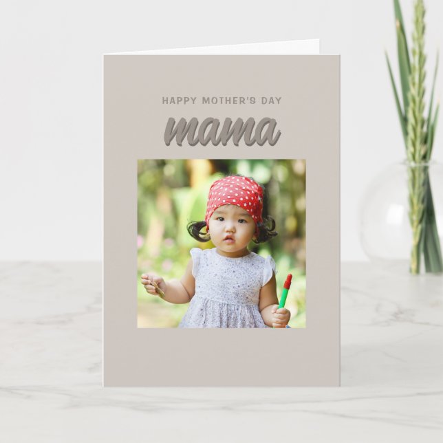 Modern Beige Mamma Kids Photo Mors dag Helgkort (Framsida)