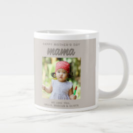 Modern Beige Mamma Kids Photo Mors dag Jumbo Mugg