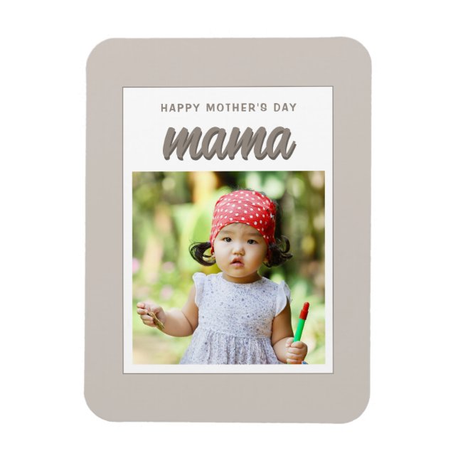Modern Beige Mamma Kids Photo Mors dag Magnet (Vertikal)