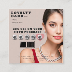 Modern Beige Mode Jewelry Business Logotyp Lojalitetskort