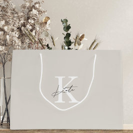 Modern beige monogram brudtärna förfrågan presentp