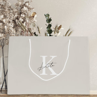 Modern beige monogram brudtärna presentförslag gåv