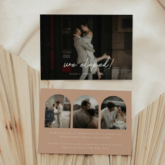 Modern Beige Multi Photo Arch Bröllop Elopement Meddelande