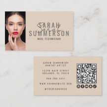 Modern Beige Nagelsalong QR-kod Foto