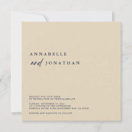 Modern Beige Navy Blue Contemporary Bröllop Inbjudningar