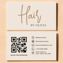 Modern beige neutral QR-kod frisörkort