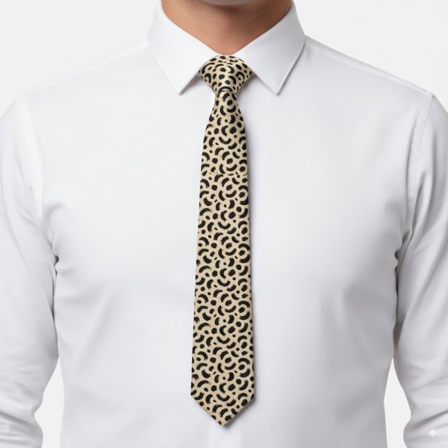 Modern Beige och Black Abstrakt Brush Leopard-punk Slips (Skapare uppladdad)