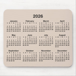 Modern beige och svart kalender musmatta