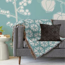 Modern Beige och Turquise Geometric Snowflake Filt