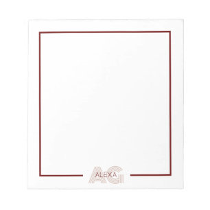 Modern Beige och Vin Monogram Anteckningsblock
