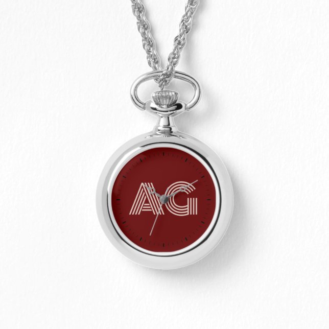 Modern Beige och Vin Monogram Armbandsur (Framsida)