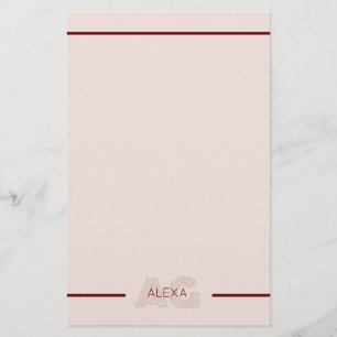 Modern Beige och Vin Monogram Brevpapper