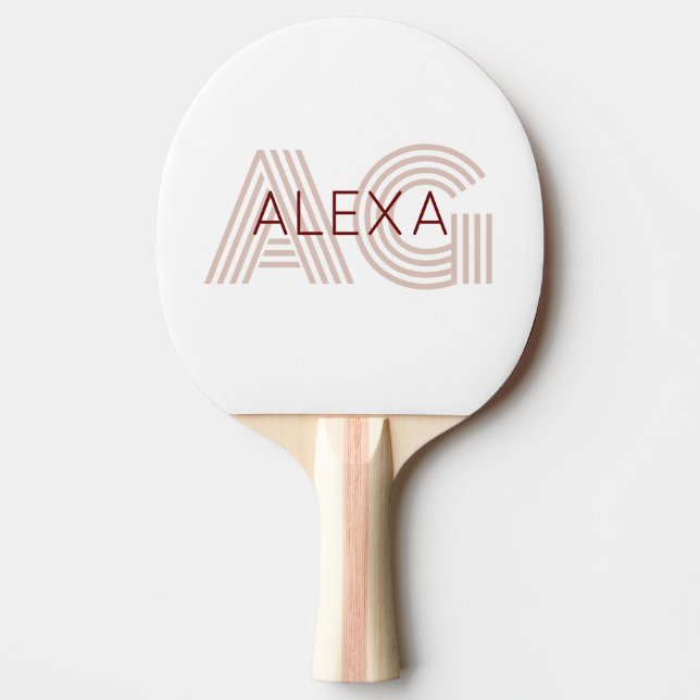 Modern Beige och Vin Monogram Pingisracket (Framsidan)