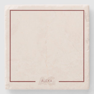 Modern Beige och Vin Monogram Stenunderlägg