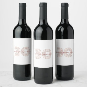 Modern Beige och Vin Monogram Vinflaska Etikett