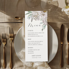 Modern beige & Off White Floral Wedding Menu Meny