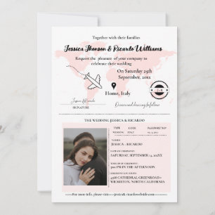 Modern Beige pass Monogram bröllopsinbjudan Inbjudningar