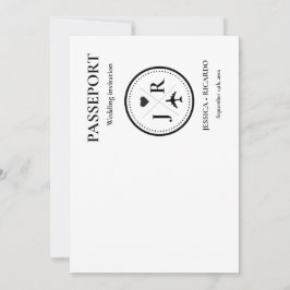 Modern Beige pass Monogram bröllopsinbjudan Inbjudningar