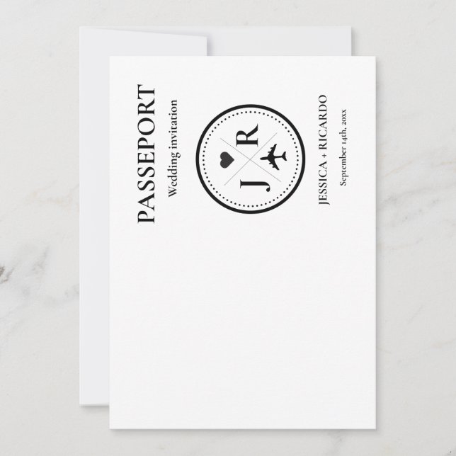 Modern Beige pass Monogram bröllopsinbjudan Inbjudningar (Framsida)