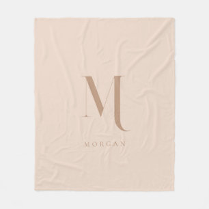 Modern Beige Personlig Monogram Fleecefilt