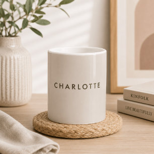 Modern beige personlig namnmugg för kaffe kaffemugg