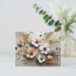 Modern Beige-Rosa 2 Flowers Vykort