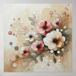 Modern Beige-Rosa Flowers 26 Poster