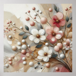 Modern Beige-Rosa Flowers 29 Poster