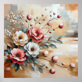 Modern Beige-Rosa Flowers 38 Poster