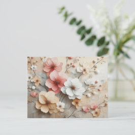 Modern Beige-Rosa Flowers Vykort