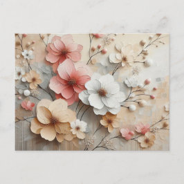 Modern Beige-Rosa Flowers Vykort