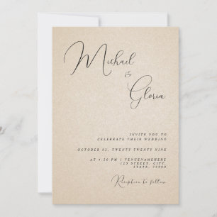 Modern Beige Sand Kalligrafi QR-kod RSVP Bröllop Inbjudningar