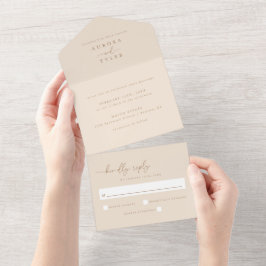 Modern Beige Script Bröllop