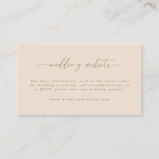 Modern Beige Script Bröllopswebbplats  Tilläggskort (Framsida)