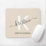 Modern beige-skript, monogram namn musmatta<br><div class="desc">Modern beige-skript,  monogram namn-musmatta</div>