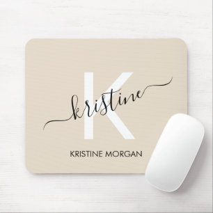 Modern beige-skript, monogram namn musmatta