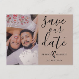 Modern Beige & Svart Save the Date-manus Meddelande Vykort