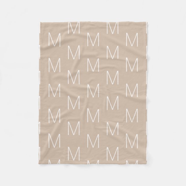 Modern beige tan anpassningsbar initial monogram m fleecefilt (Framsidan)