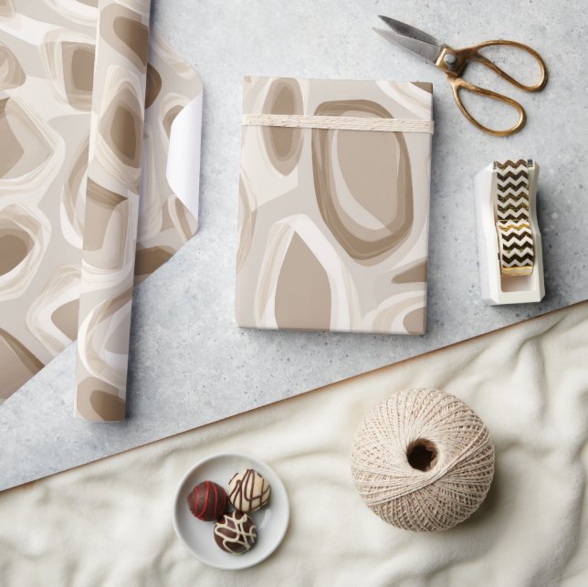 Modern Beige Taupe Mjuk Abstrakt Rörelse Mönster Presentpapper (Hantverk)