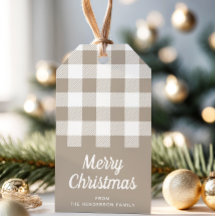Modern Beige Taupe Rutig God Jul