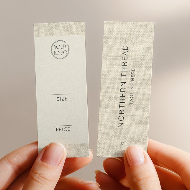 Modern beige texturerad klädetikett mini visitkort (Skapare uppladdad)