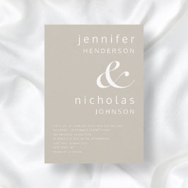 Modern Beige Typografi Bröllop Inbjudningar