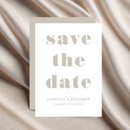 Modern Beige Typografi Bröllop Spara Datumet