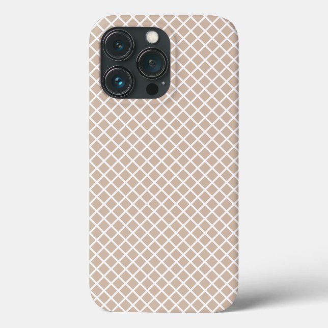 Modern beige white plaid diamant grid mönster iPho (Baksida)