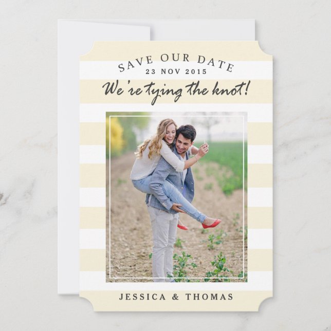 Modern Beige & White Rand | Spara datum i fotot Datumet (Framsida)
