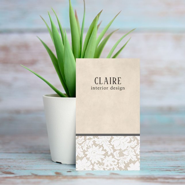 Modern Beige White Snöre Mönster Insida Designer Visitkort (Skapare uppladdad)