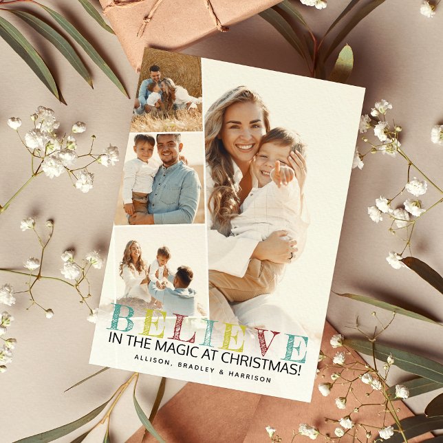 Modern "BELIEVE"-julfotomaket Julkort (Skapare uppladdad)