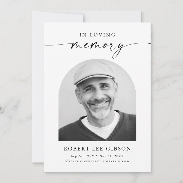 Modern Bereavement Sympathy Funeral Memorial Photo Tack Kort (Framsida)