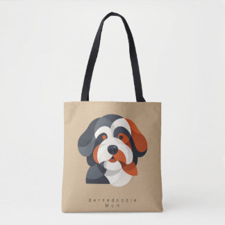 Modern Bernedoodle Mom Tote Bag - Geometric Tri-Co Tygkasse